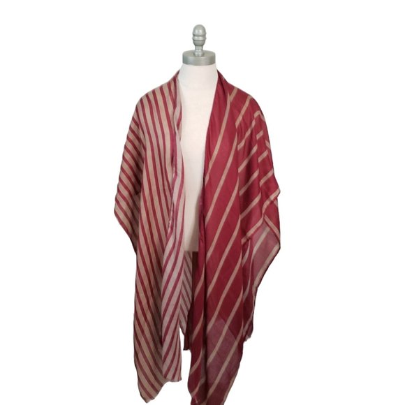 CT845 Red & Tan Striped Shoulder Wrap - Picture 1 of 3